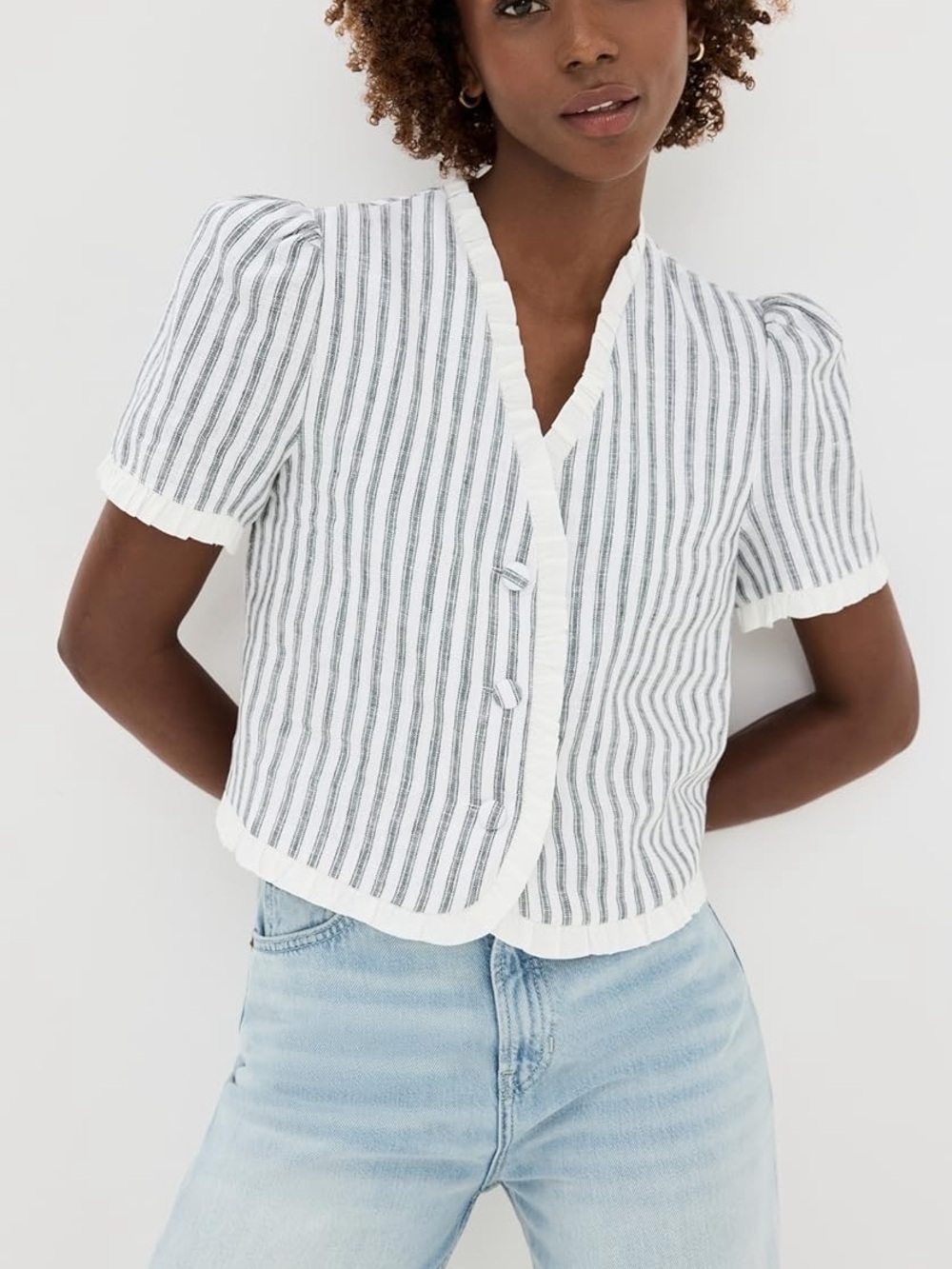 REFORMATION BESS LINEN TOP - STRIPE - SIZE XS - perfect condition!